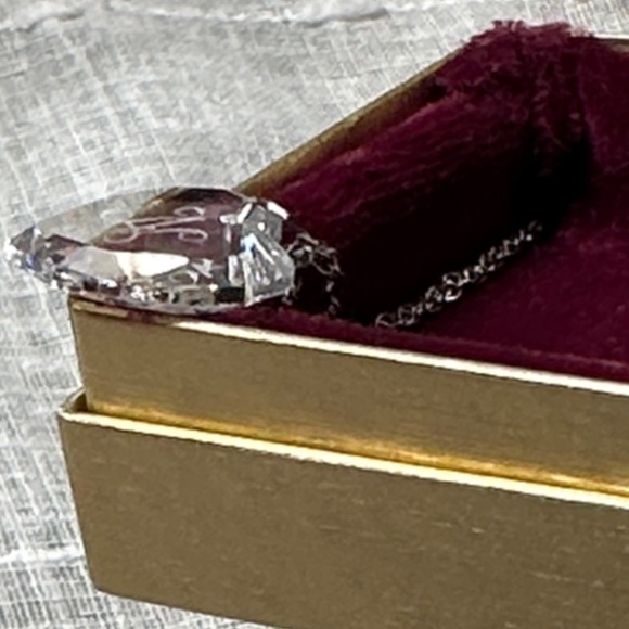 Vintage Hallmark Crystal Glass Heart "N" Pendant Chain Silver Tone Necklace 20" - Picture 5 of 8